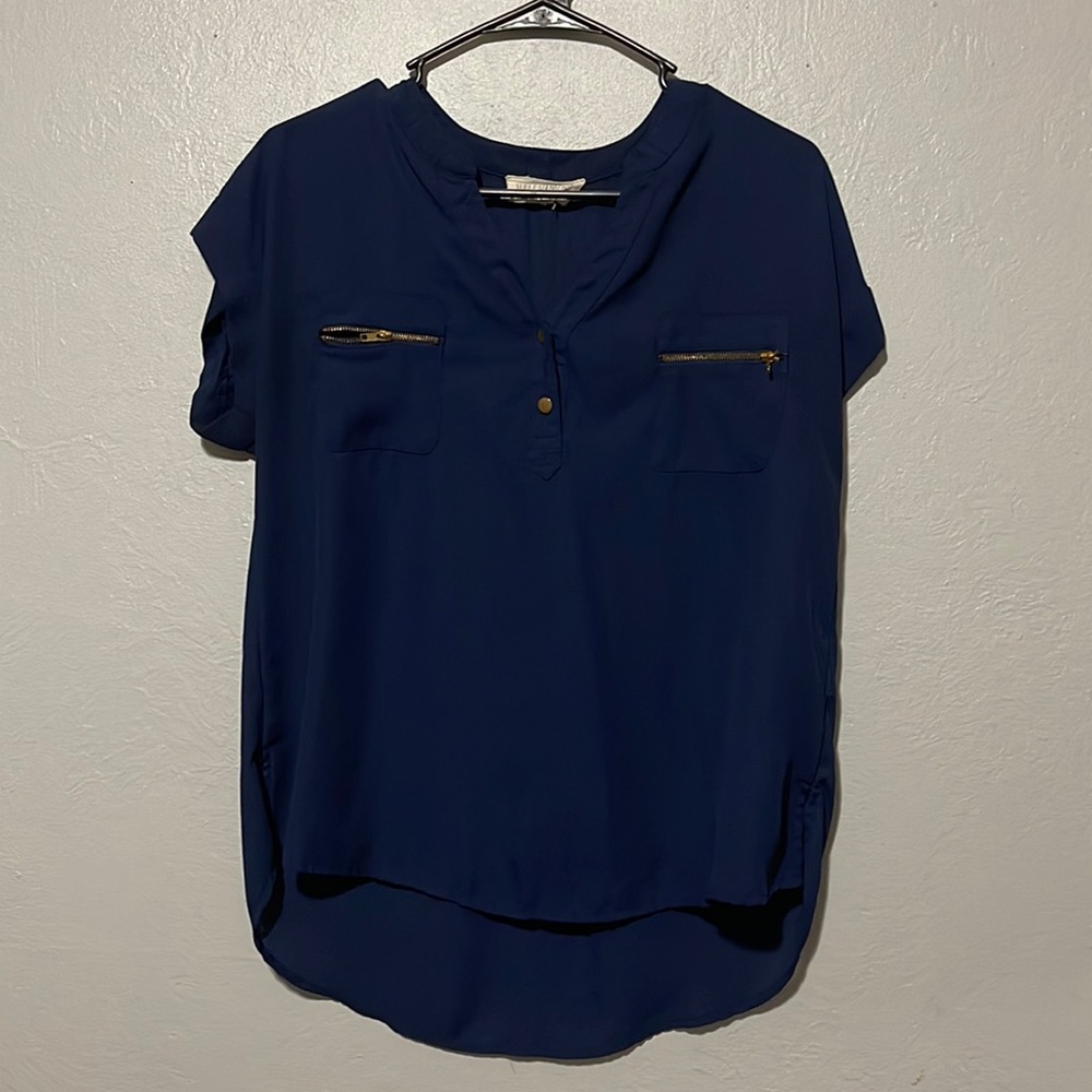 sweet wanderer dress shirt, navy blue, size large, good condition